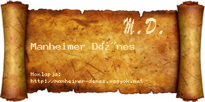 Manheimer Dénes névjegykártya